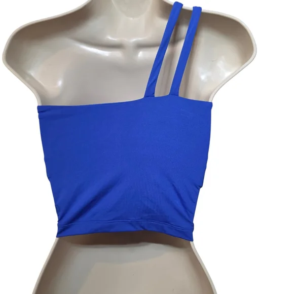 All In Motion Women’s One Shoulder Crop Tank Blue Size S Stretch Athletic NWT - Picture 5 of 6
